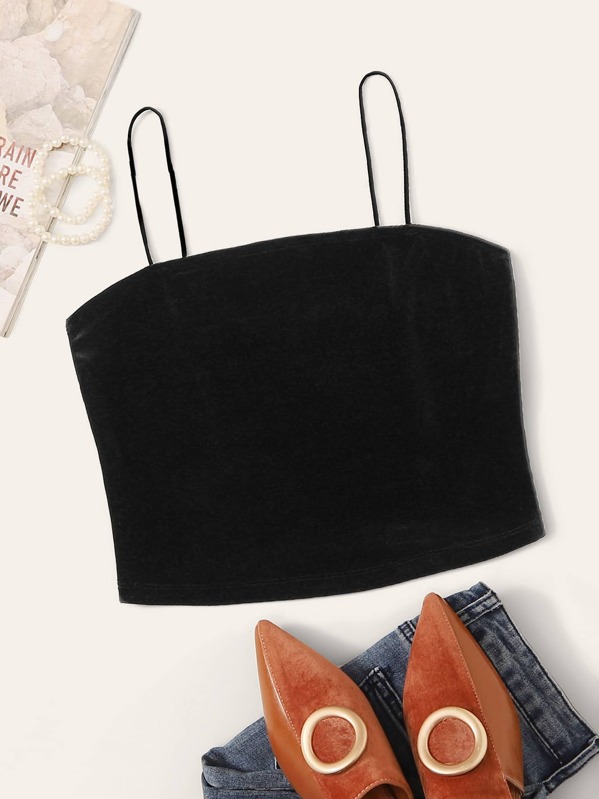 

Solid Velvet Cami Top, Black
