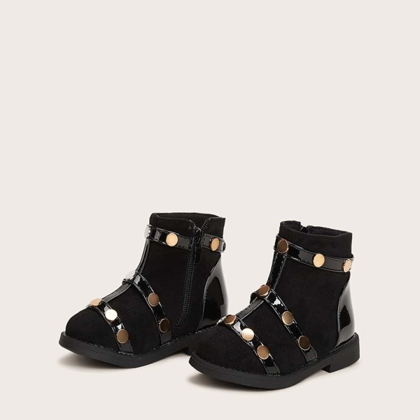 

Toddler Girls Studded Decor Side Zip Boots, Black