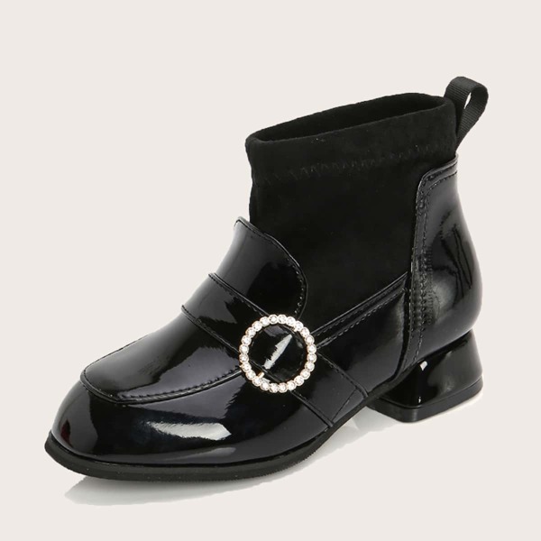 

Girls Rhinestone Decor Boots, Black