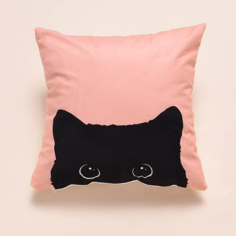 

Cat Pattern Cushion Cover, Pink