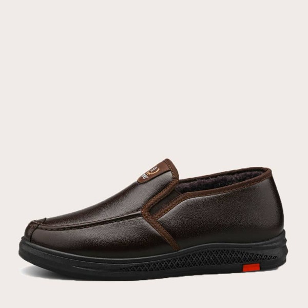 

Men Slip On Faux Fur Lined Formal Shoes, Brown