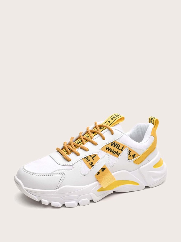 

Men Letter Graphic Lace-up Chunky Sneakers, White