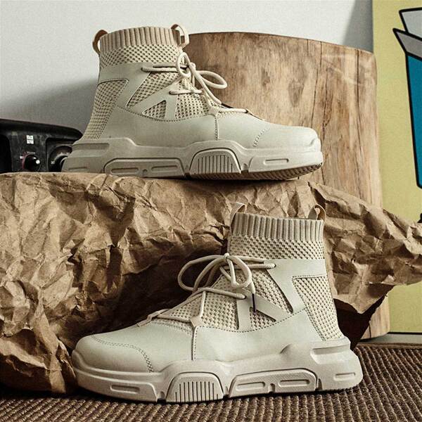 

Men Lace-up Knit Boots