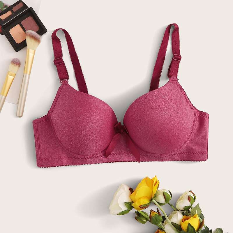 

Solid Underwire Bra, Burgundy