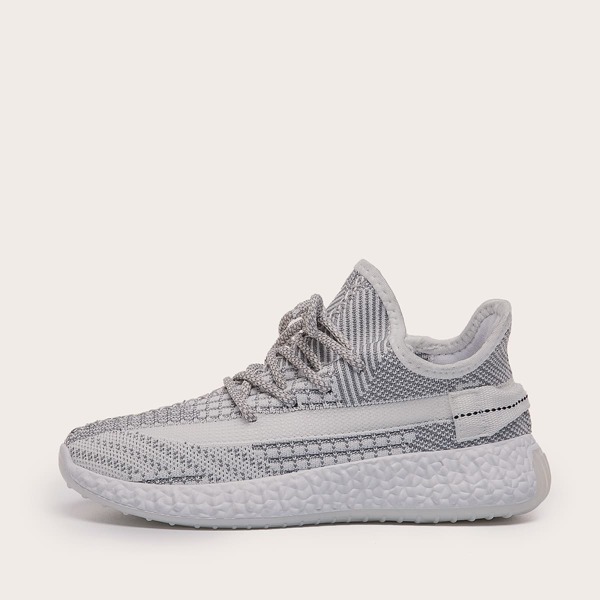 

Lace-up Knit Sneakers, Grey