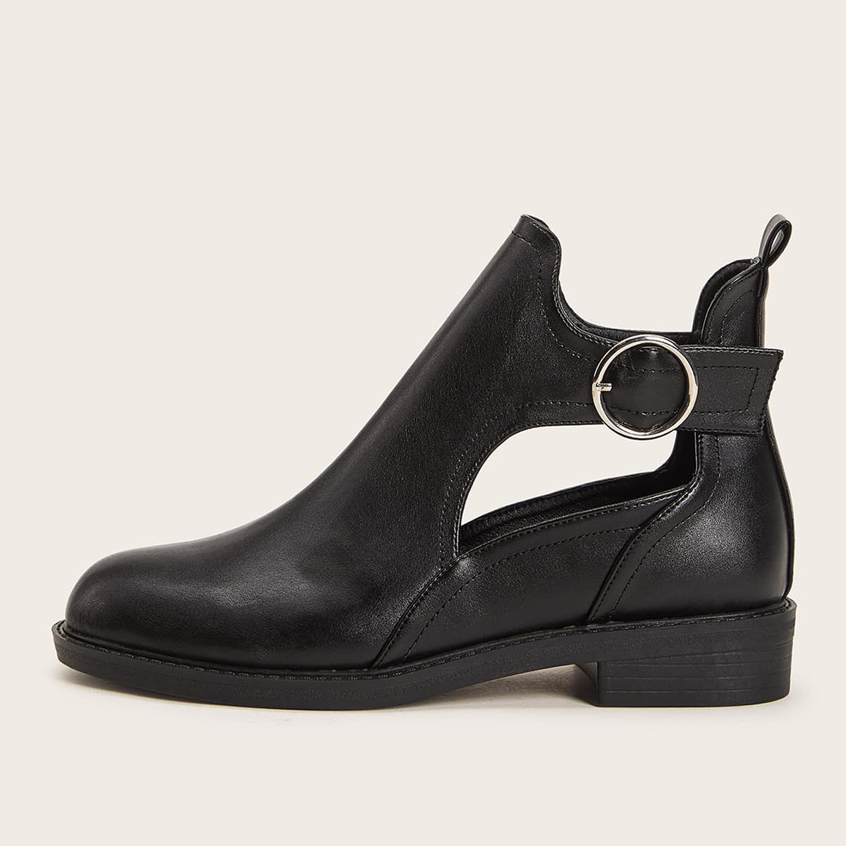 

Buckle Decor Side Cut Boots, Black