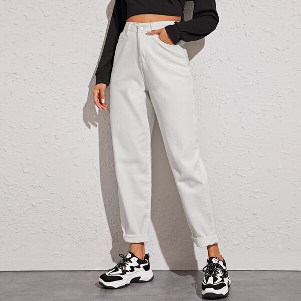 

High Waist Mom Jeans, White