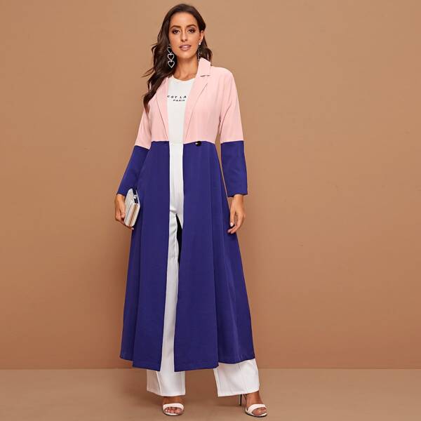 

Single Button Two Tone Coat, Multicolor