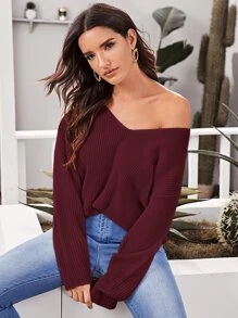 Crisscross V-back Jumper - Burgundy - View 2