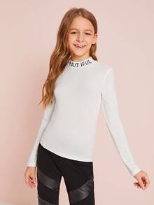 SHEIN Tween Girl Letter Graphic Tee - White - View 4