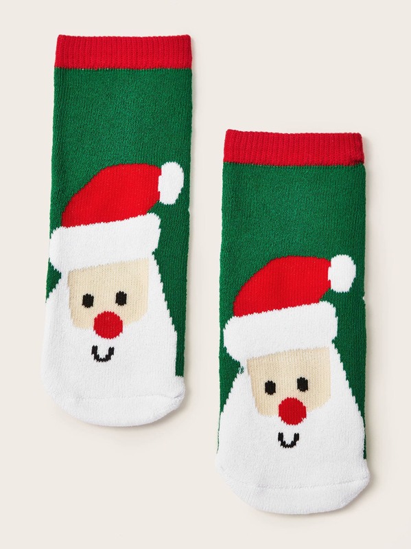 

1pair Toddler Kids Santa Claus Pattern Socks, Multicolor