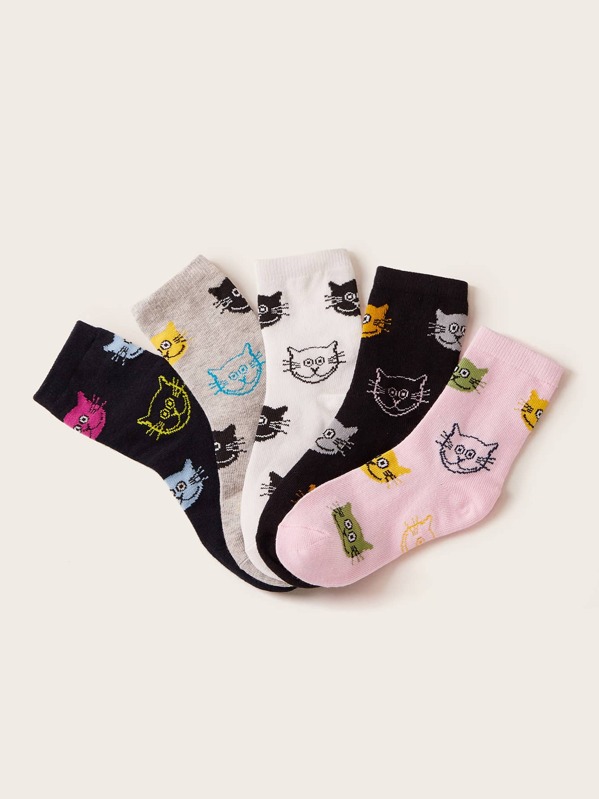 

5pairs Toddler Kids Cartoon Pattern Ankle Socks, Multicolor