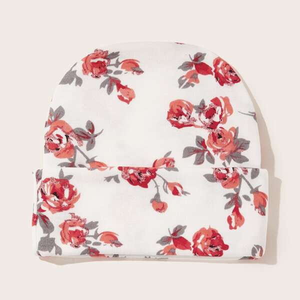 

Baby Flower Print Beanie, Multicolor