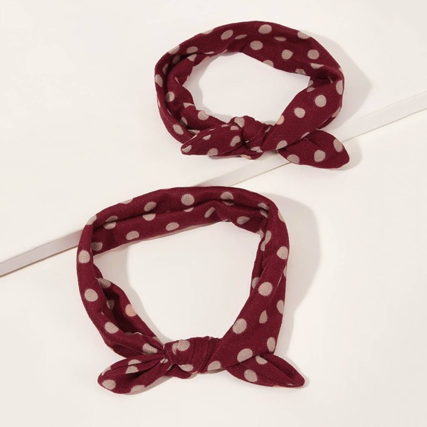 

2pcs Baby Polka Dot Pattern Headband, Red