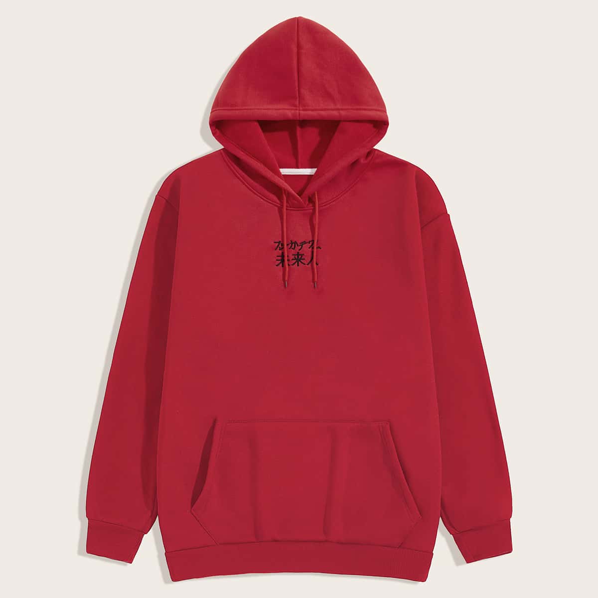 

Guys Letter Embroidery Drawstring Hoodie, Red