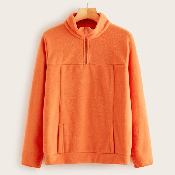 

Neon Orange Zipper Pocket Sweatshirt