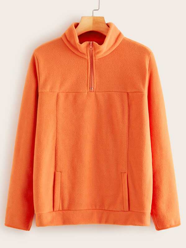 

Neon Orange Zipper Pocket Sweatshirt