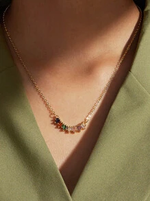 1pc Crystal Pendant Necklace Copper Jewelry - Multicolor - View 1