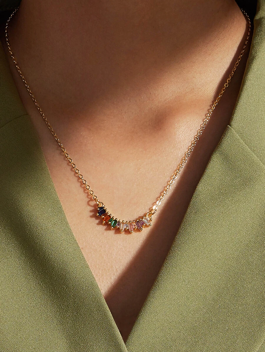 1pc Crystal Pendant Necklace Copper Jewelry - Multicolor - View 1