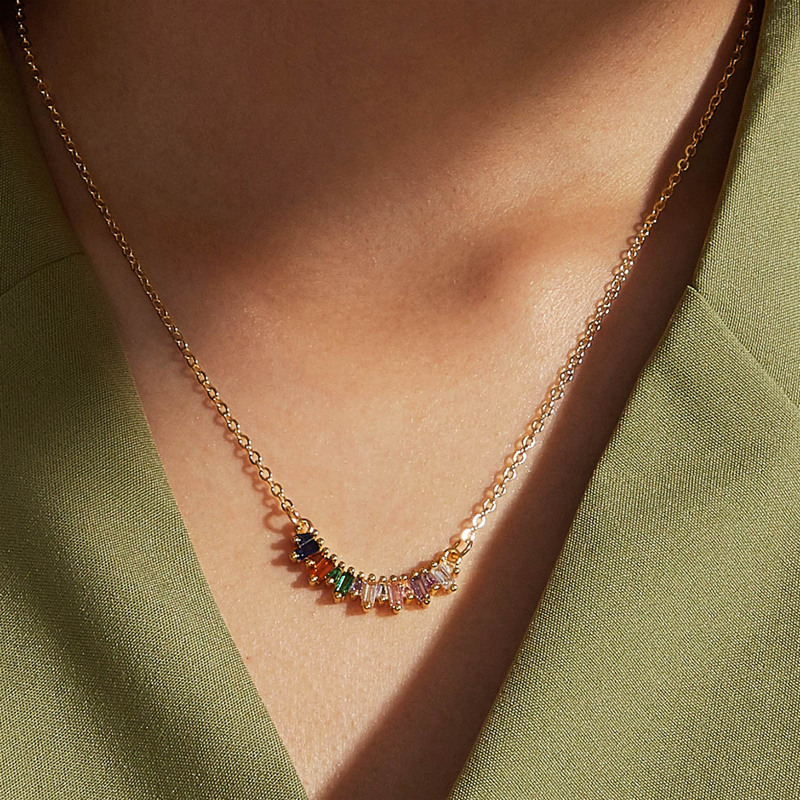 

1pc Crystal Pendant Necklace, Multicolor