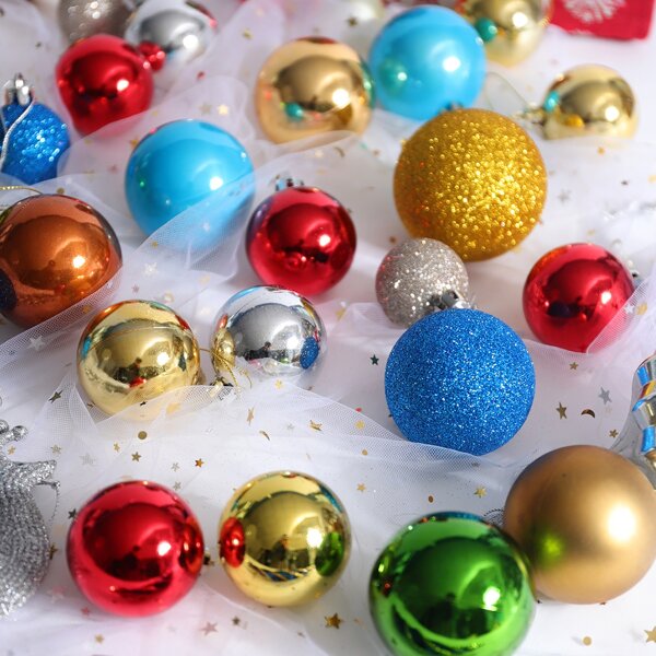 

30pcs Random Christmas Decorative Glitter Ball, Multicolor