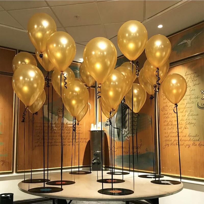 

New Year 10pcs Solid Balloon With 1roll Rope, Gold