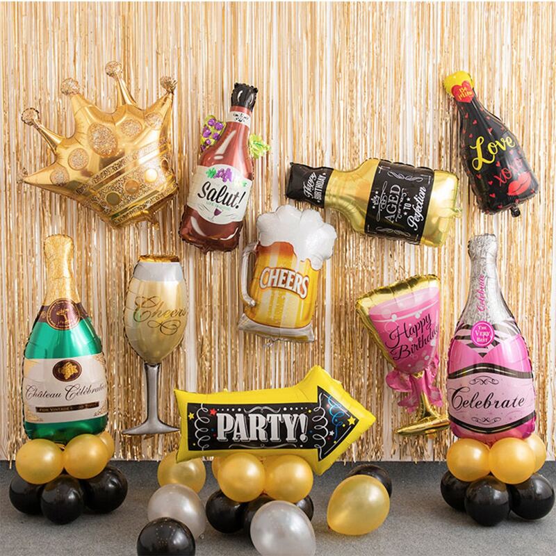 

1pc Champagne Bottle & Cup Shaped Balloon, Multicolor