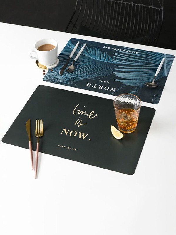 

1pc Simple Plant Print Placemat