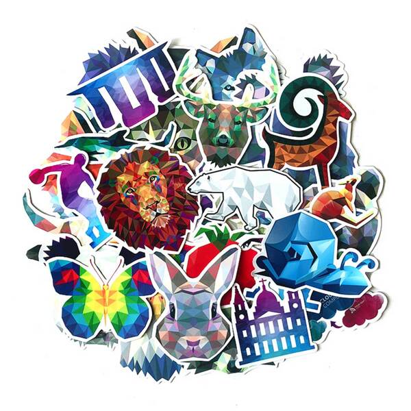

35pcs Diamond Pattern Animal Doodle Sticker