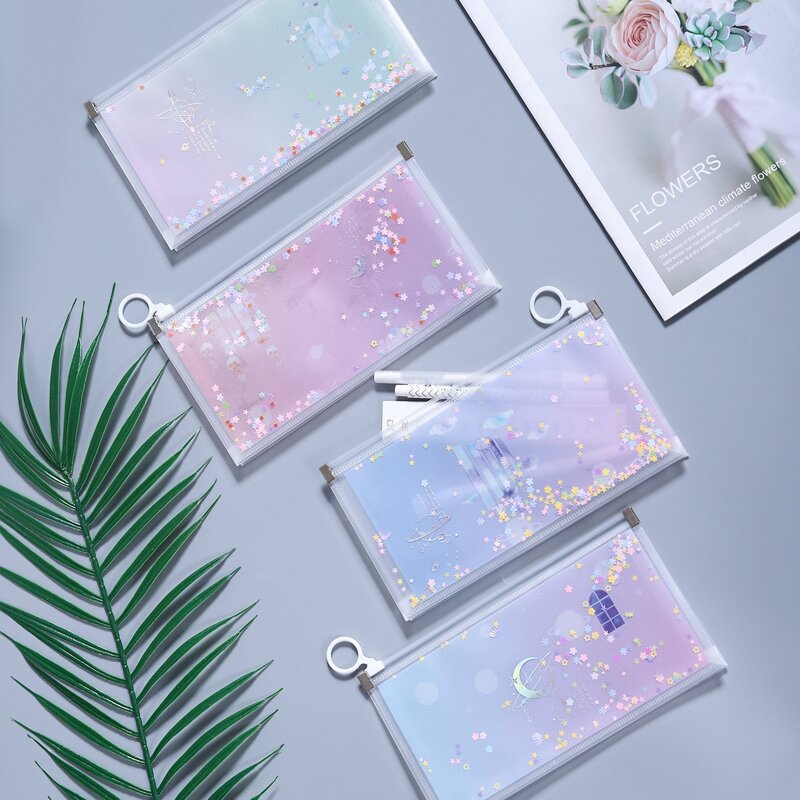 

1pc Random Star Print Zipper Pencil Bag, Multicolor