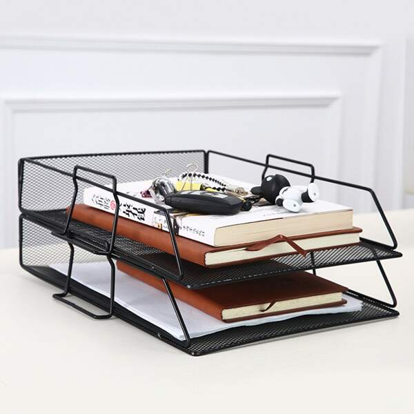

1pc Desktop Stackable File Storage Rack