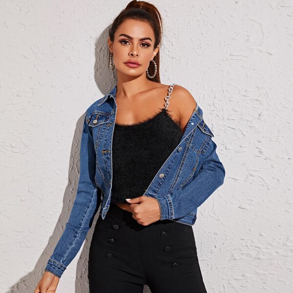 

Bleach Wash Denim Trucker Jacket, Blue