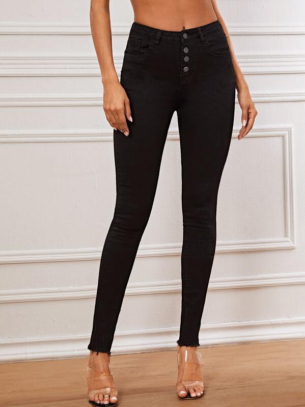 

Raw Hem Black Wash Skinny Jeans, Andy
