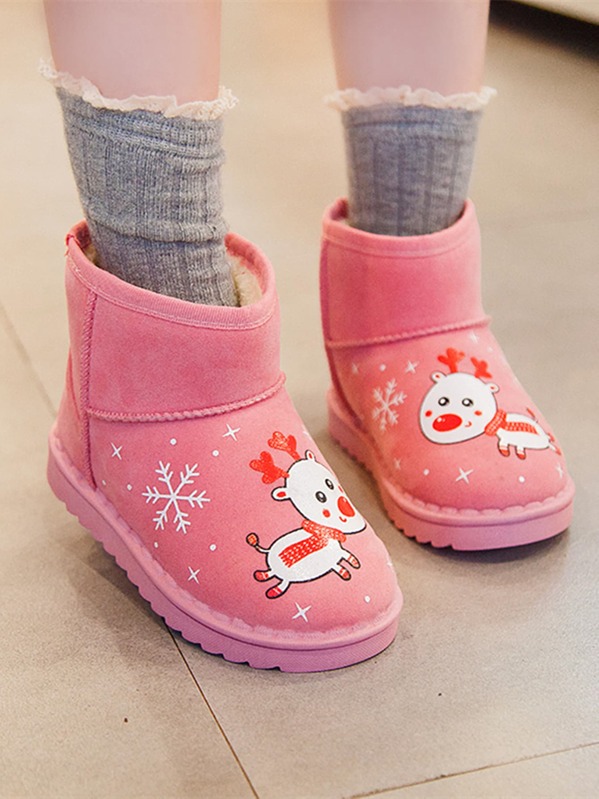 

Toddler Girls Deer Graphic Ankle Boots, Pink