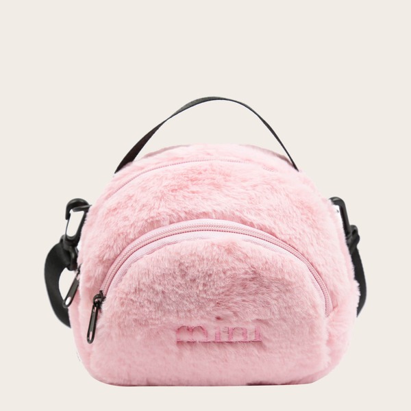 

Girls Letter Embroidered Satchel Bag, Pink