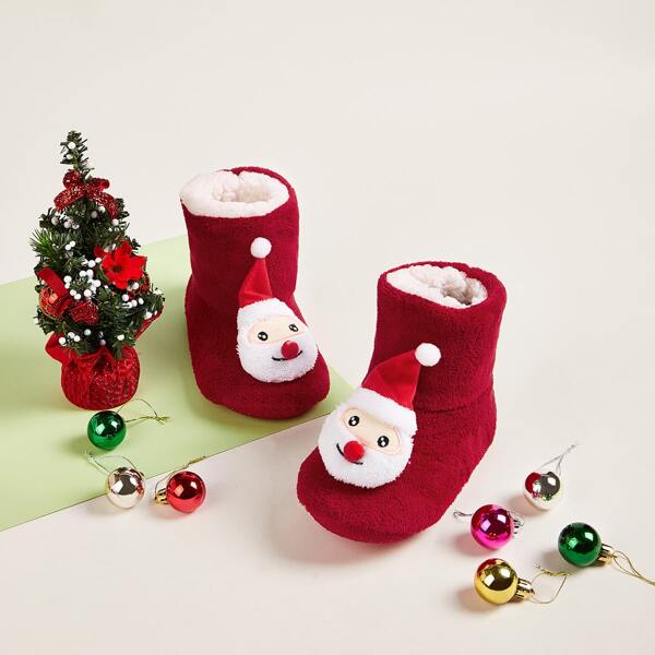 Christmas Design Toddler Girls Fluffy Boots, Red