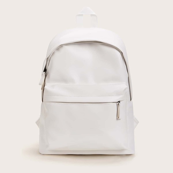 

Minimalist Leather Look Backpack, White