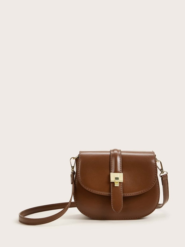 

Flap Crossbody Bag With Magnetic Button, Brown