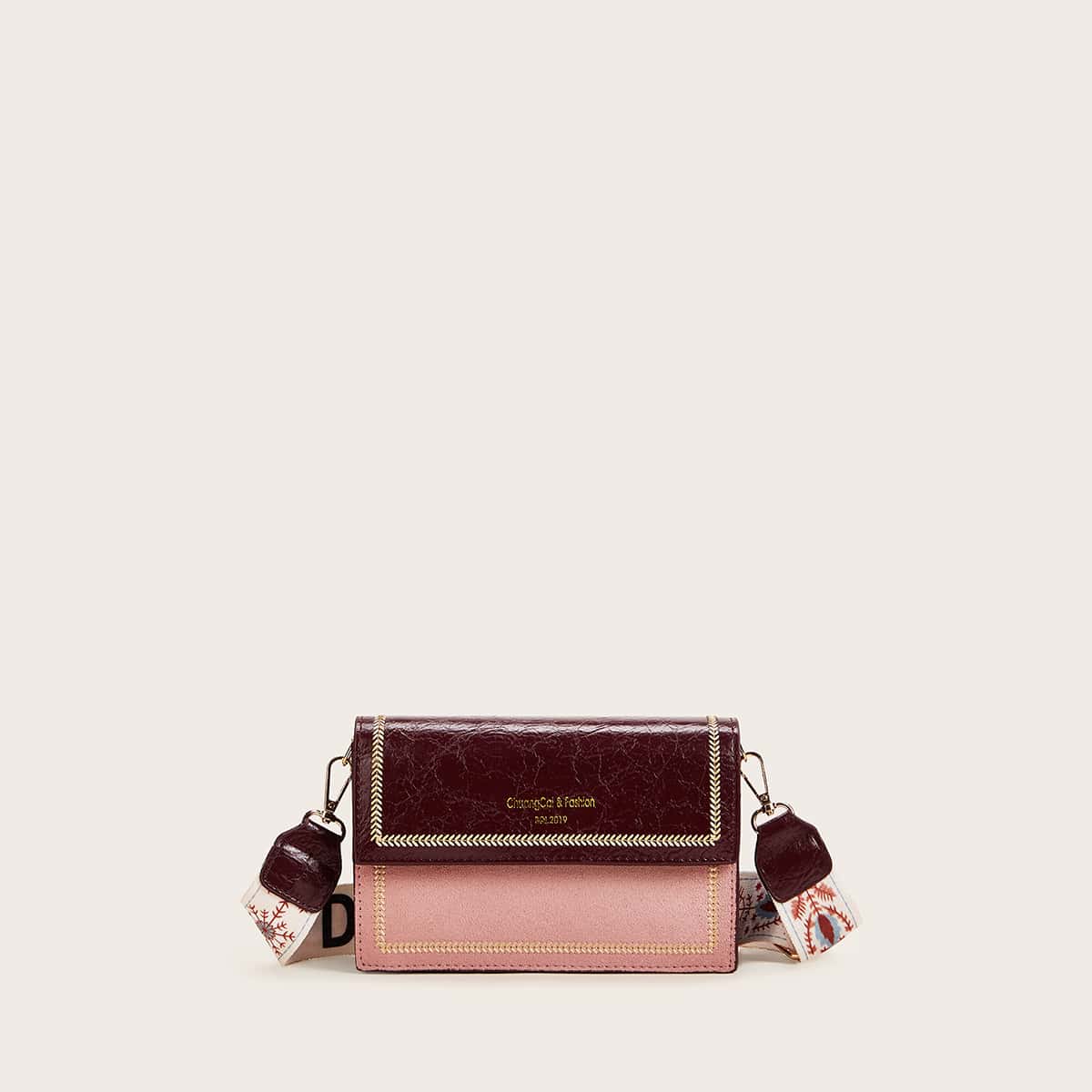 

Color Block Stitch Detail Crossbody Bag, Multicolor
