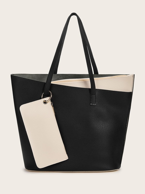 

Winged Tote Bag With Purse, Black