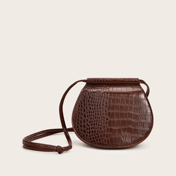 

Croc Embossed Crossbody Bag, Brown