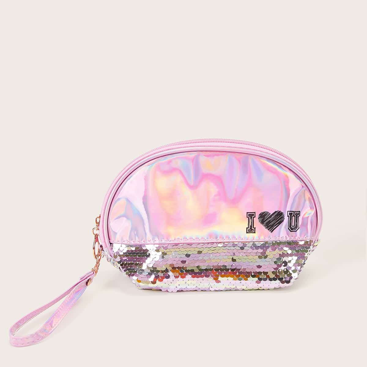 

Sequin Holographic Makeup Bag, Pink