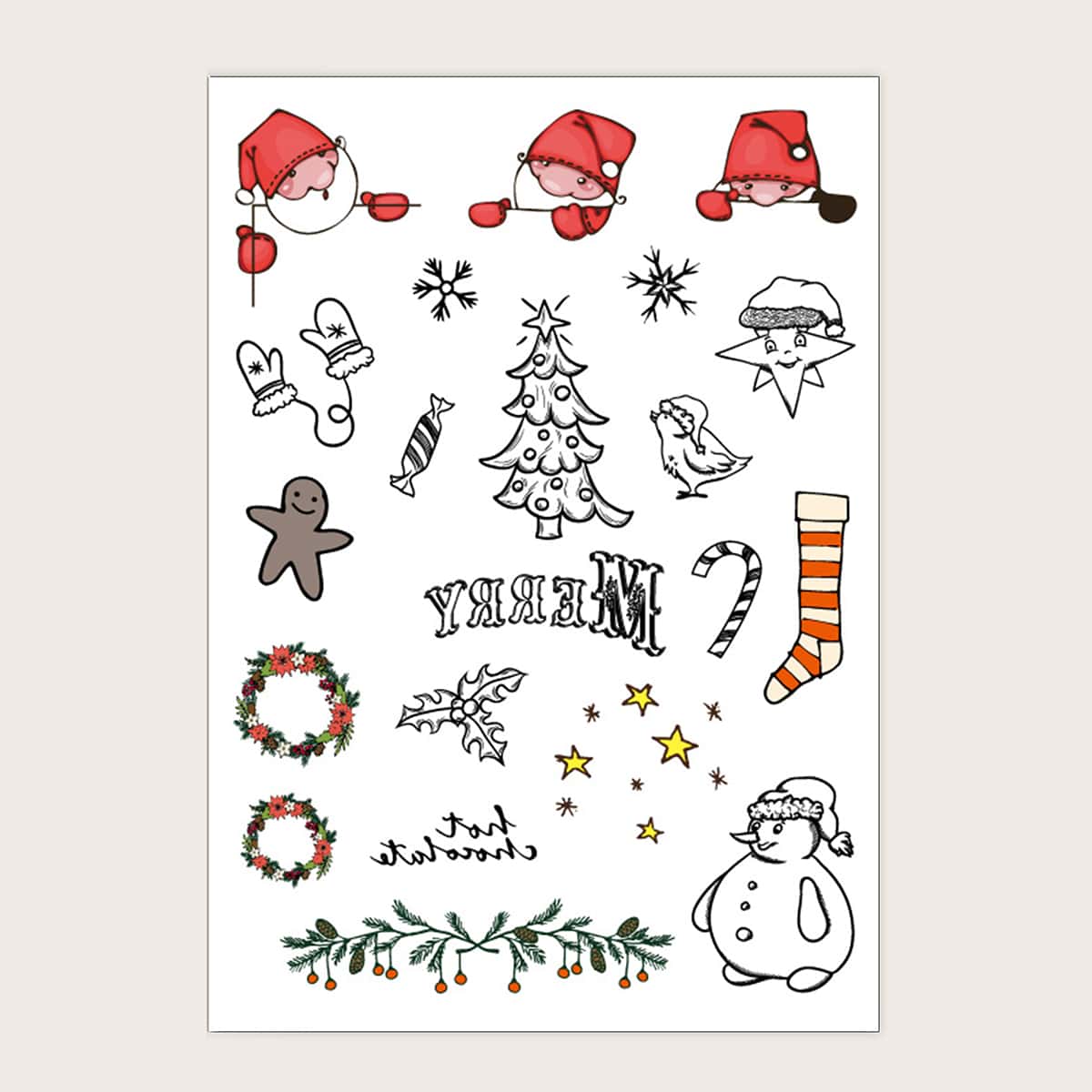 

1sheet Christmas Santa Claus Pattern Tattoo Sticker, Multicolor