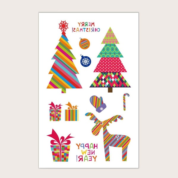 

1sheet Christmas Tree Pattern Tattoo Sticker, Multicolor