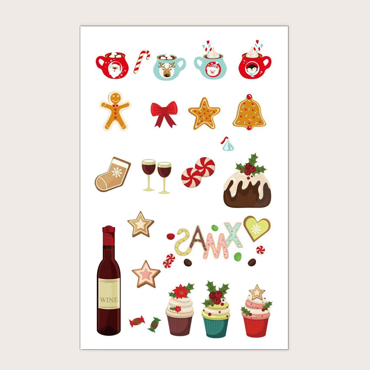 

1sheet Christmas Santa Claus Pattern Tattoo Sticker, Multicolor