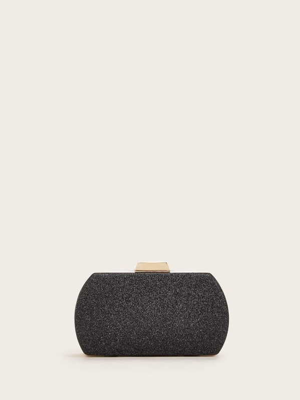 

Glitter Clip Top Clutch Bag, Black