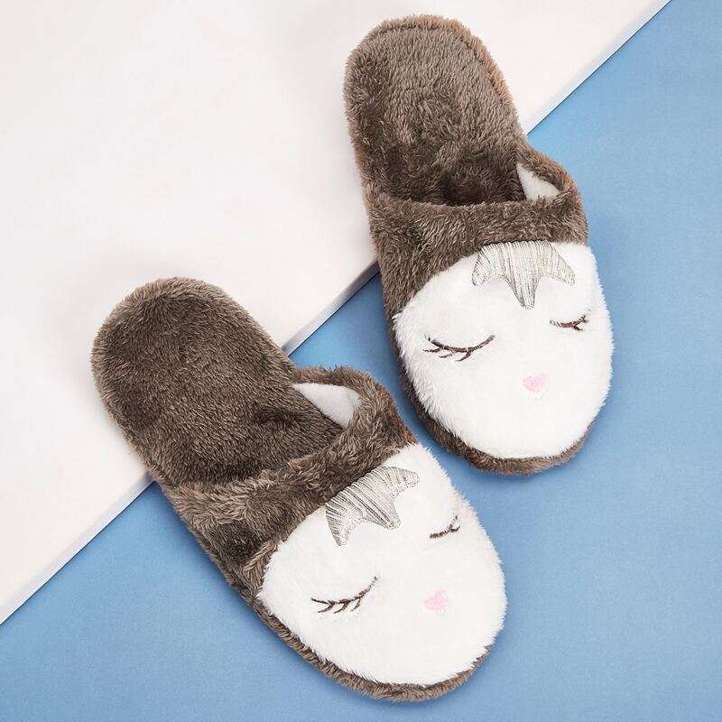 

Embroidered Detail Fluffy Slippers, Multicolor