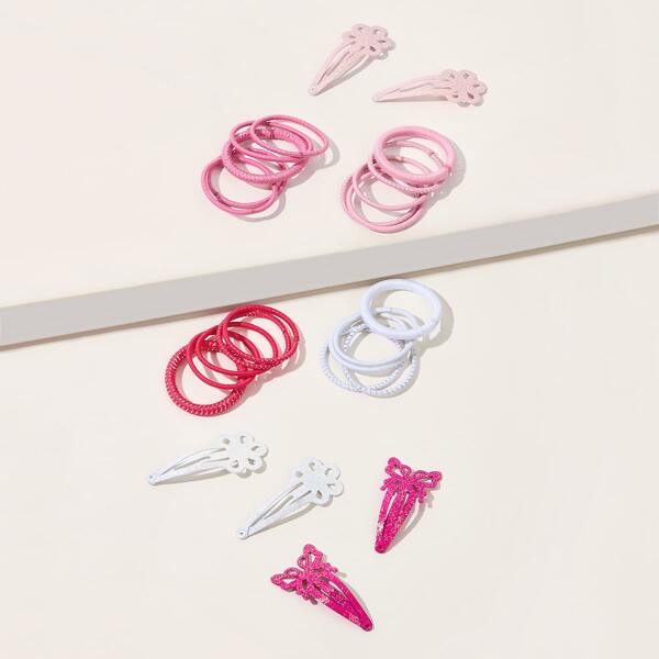 

26pcs Girls Hair Tie & Clip Set, Multicolor
