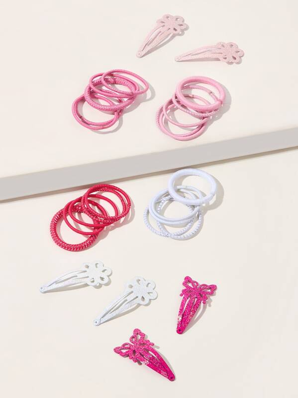 

26pcs Girls Hair Tie & Clip Set, Multicolor