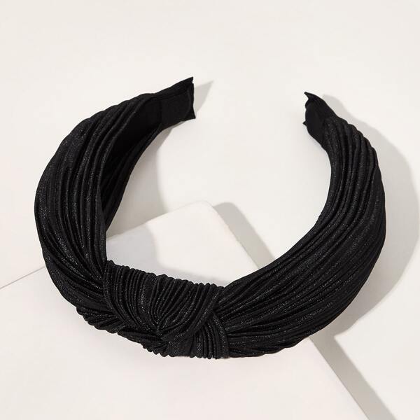 

Girls Solid Pleated Headband, Black